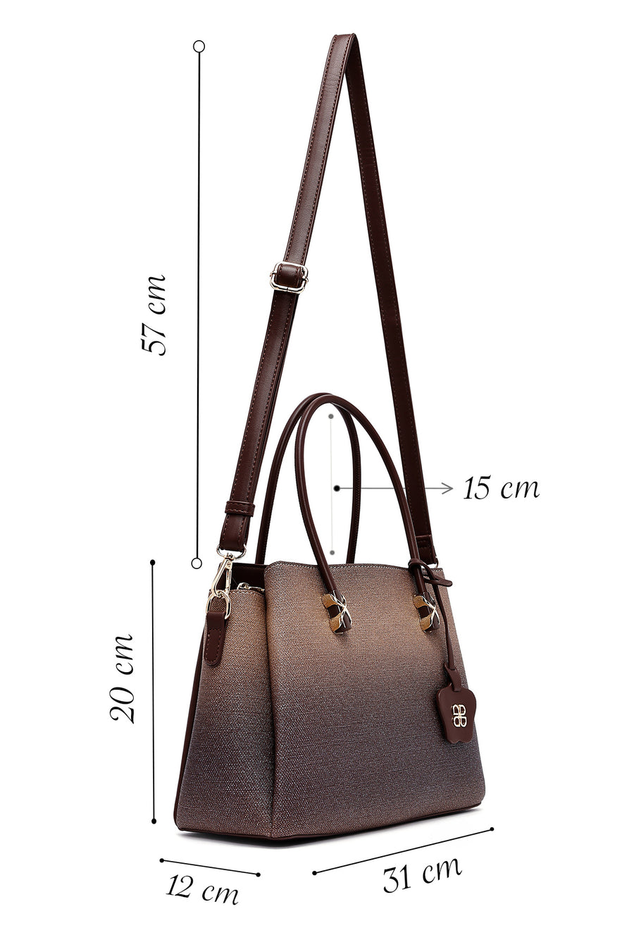 Woman Brown Long-Strap Printed Shoulder Bag
