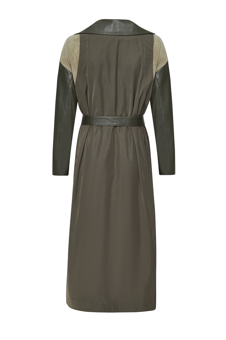 Shakira Women's Green Double-breasted Leather Trench Coat