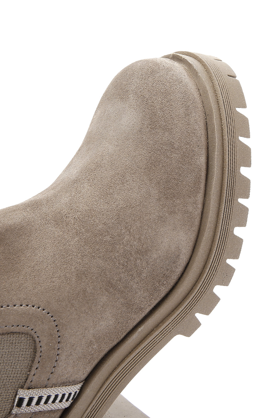 Women's Beige Suede Leather Heeled Chelsea Boots