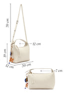 Women's Cream Long Strap Printed Charm Handbag | Derimod