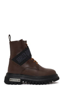 Harley Davidson Woman Brown Becky Zip Closure Thick-Soled Leather Combat Boots | Derimod