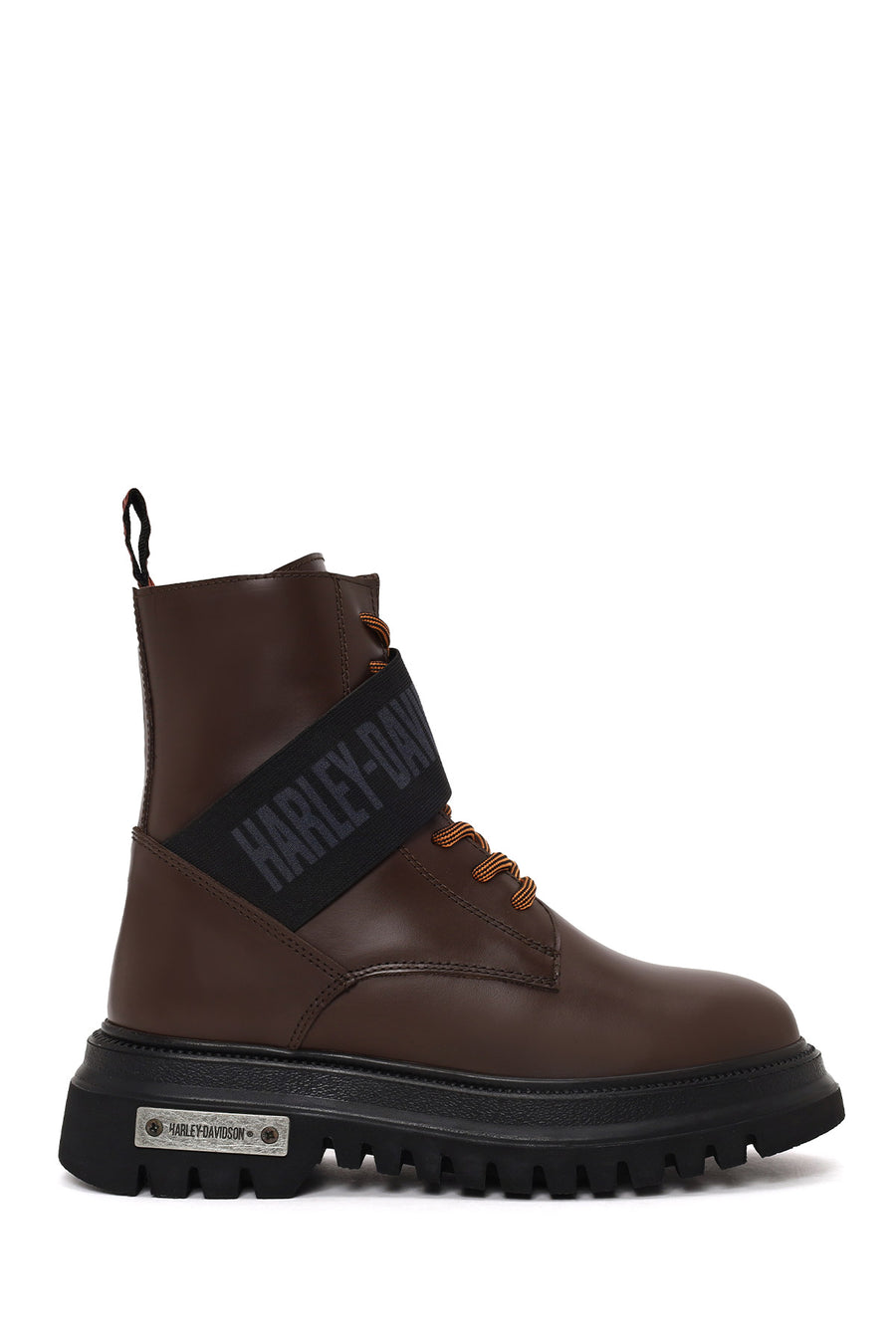 Harley Davidson Woman Brown Becky Zip Closure Thick-Soled Leather Combat Boots 021G100554 | Derimod