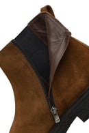 Men's Brown Zippered Suede Leather Boot | Derimod