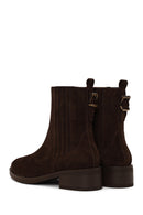 Woman Brown Buckled Suede Chelsea Boots | Derimod