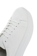 Women's White Lace-up Thick-Sole Leather Sneaker | Derimod