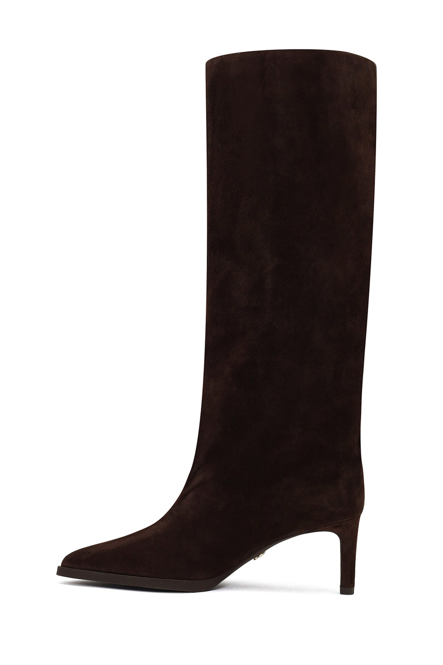 Woman Brown Thin-Heeled Suede Boots