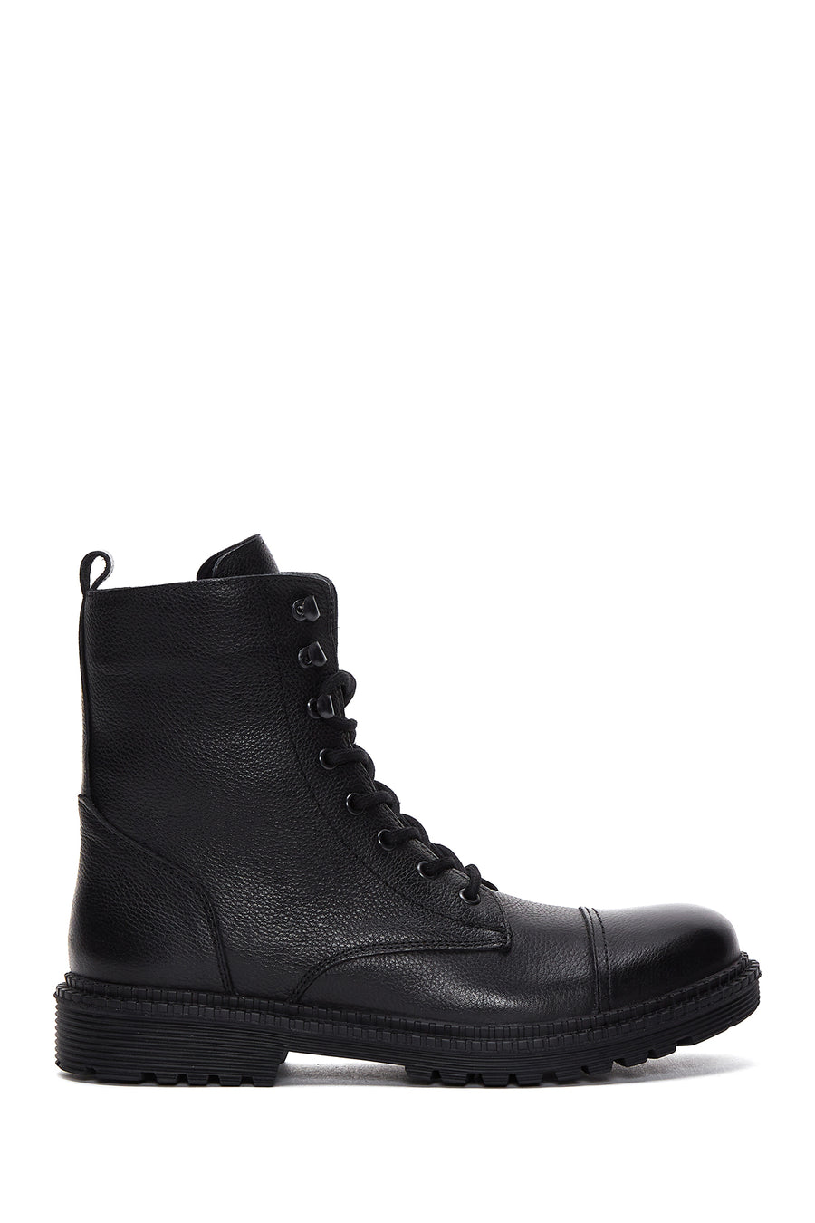 Men's Black Leather Zippered Boots 22WFD6580FT | Derimod