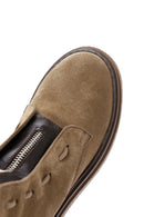 Women's Brown Zippered Suede Leather Boots | Derimod