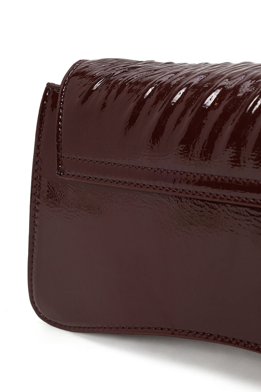 Woman Burgundy Chain Strap Patent Leather Evening Shoulder Bag
