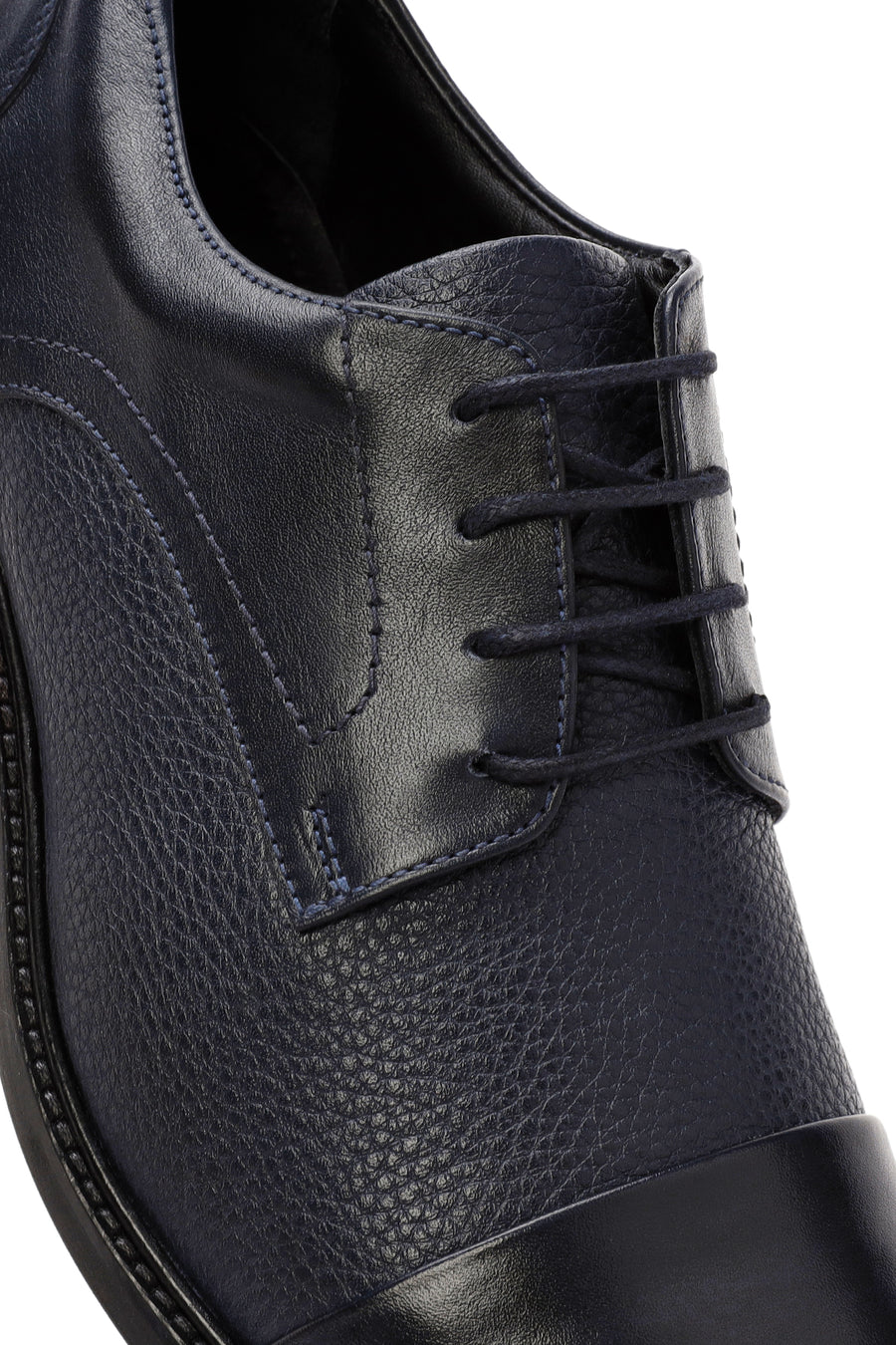 Men's Navy Blue Lace-Up Leather Classic Shoes
