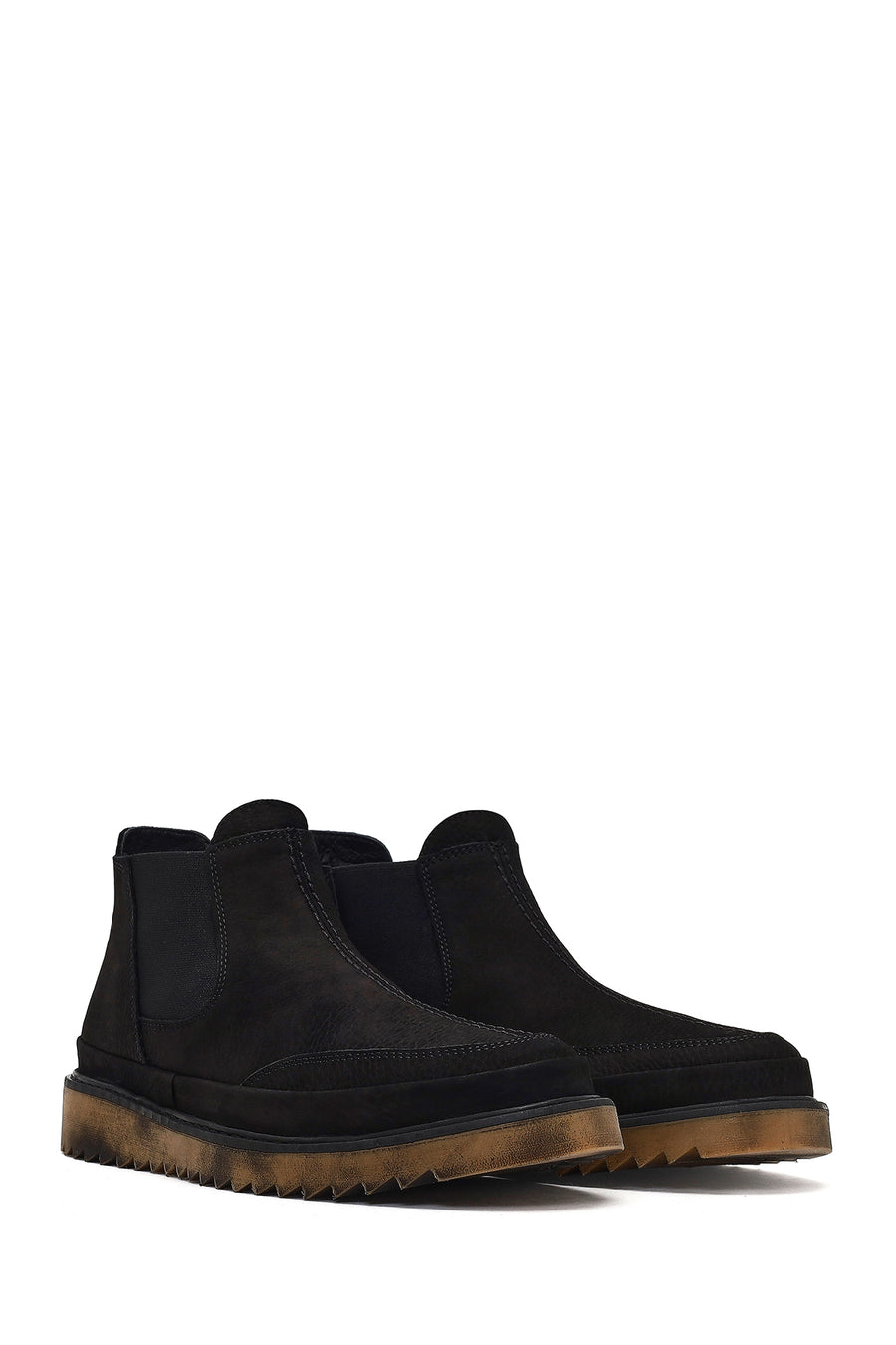 Male Black Nubuck Leather Chelsea Boots