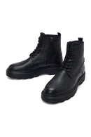 Male Black Zip Closure Thick-Soled Leather Boots | Derimod