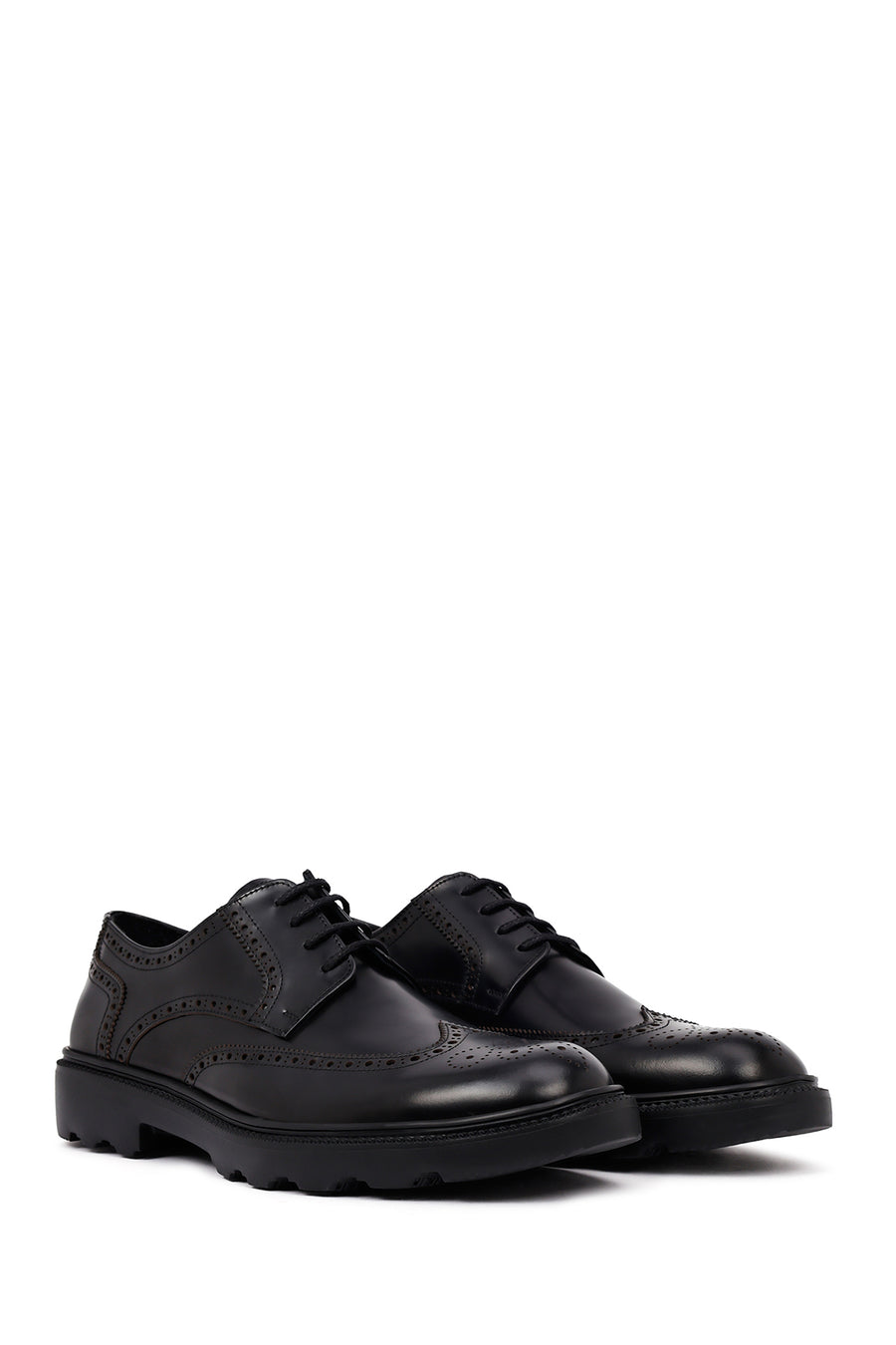 Men's Black Thick-Soled Leather Casual Shoes