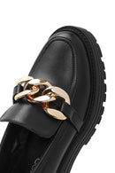 Women's Black Thick Soled Masculine Loafer | Derimod
