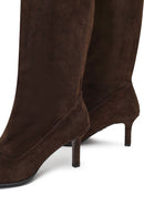 Women's Brown Thin Heeled Suede Leather Boot | Derimod