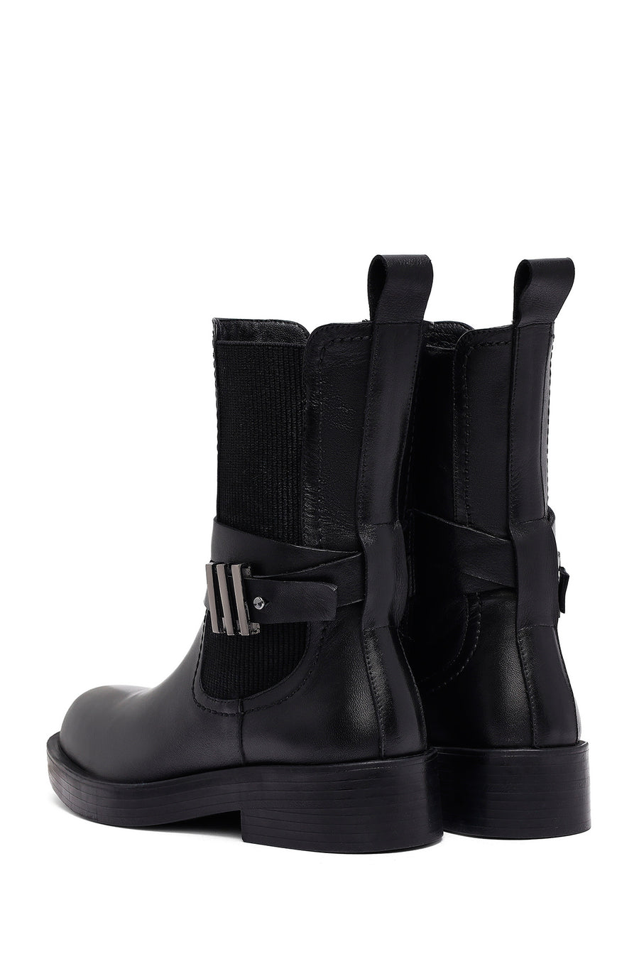 Women's Black Zippered Leather Boots