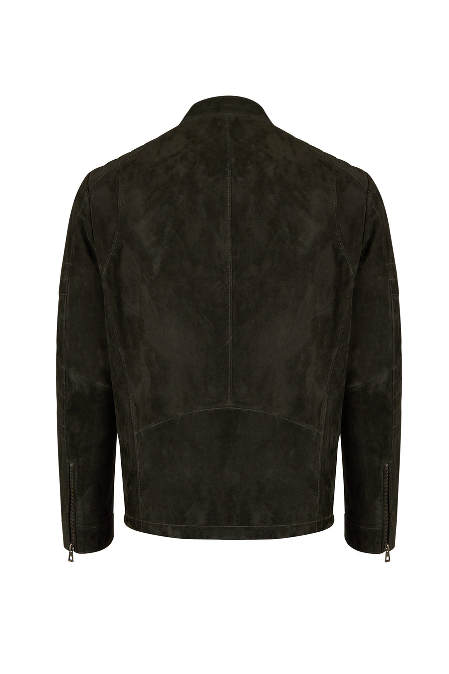 Lorenzo Male Gray Stand Collar Suede Leather Jacket