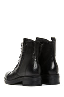 Women's Black Leather Zippered Boots | Derimod