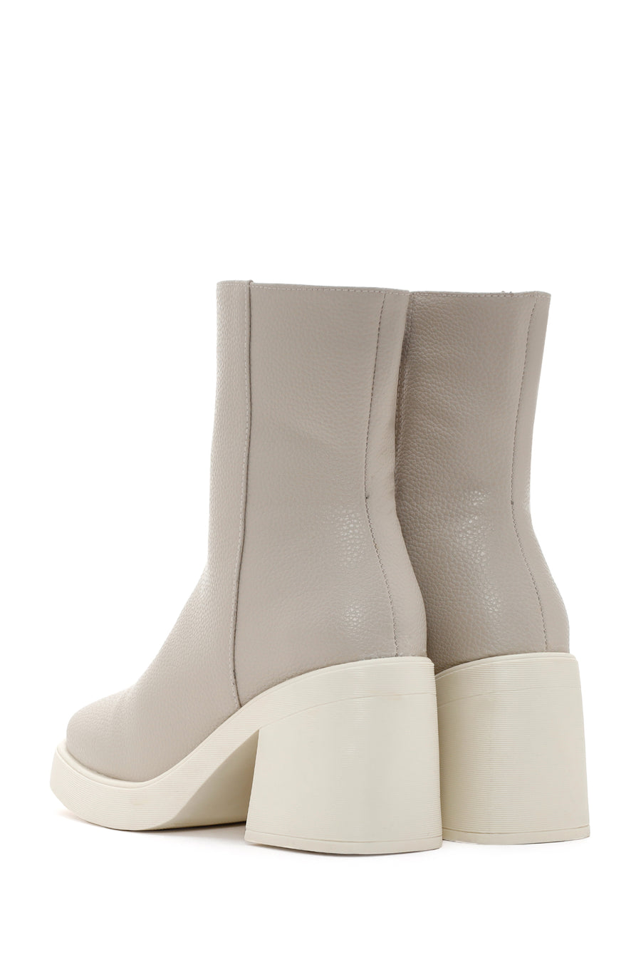 Women's Beige Zippered Heeled Casual Boots