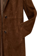 Tara Women's Brown Suede Leather Coat | Derimod