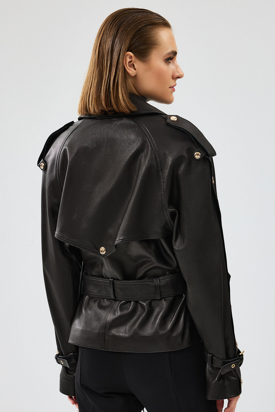 Crystal Women's Black Biker Leather Jacket