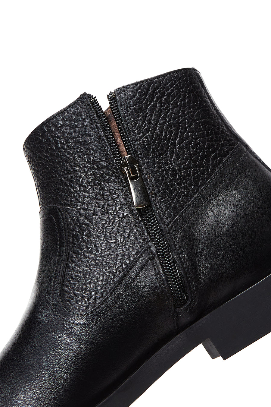 Men's Black Leather Classic Zipper Boots