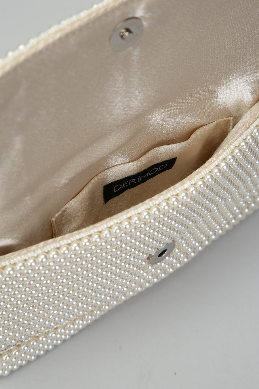 Beige Women's Portfolio with Pearl Detail