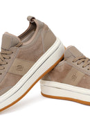 Male Beige Lace-Up Thick-Soled Leather Sneaker | Derimod