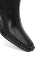 Women's Black Thick Heeled Leather Chelsea Boot | Derimod