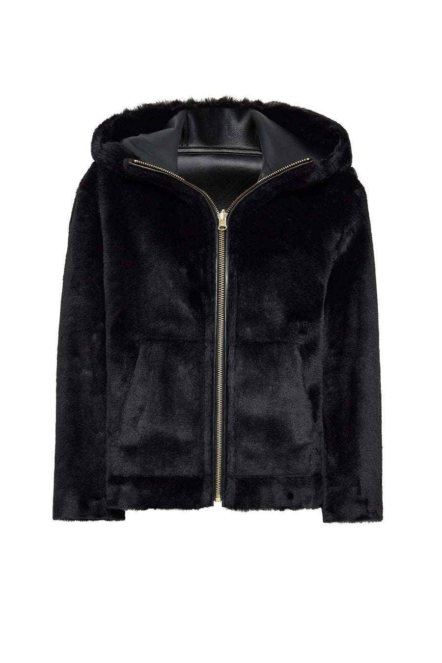 Gardena Women's Black Double-Sided Teddy Coat