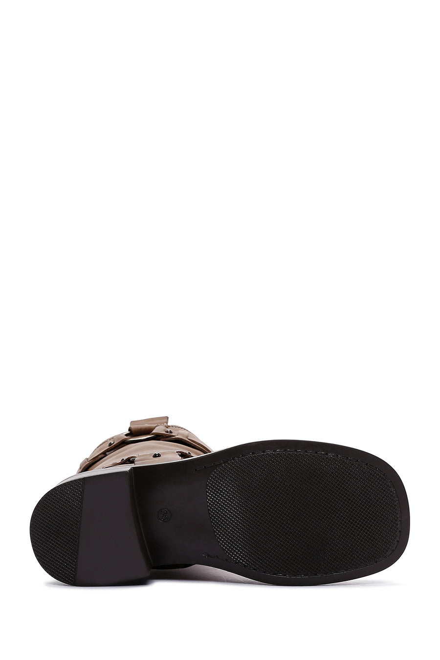 Women's Brown Leather Buckle Boots