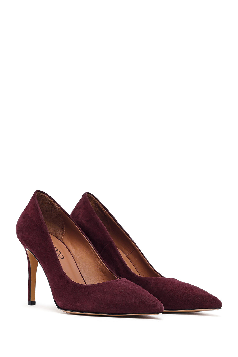 Woman Burgundy Thin-Heeled Suede Stiletto