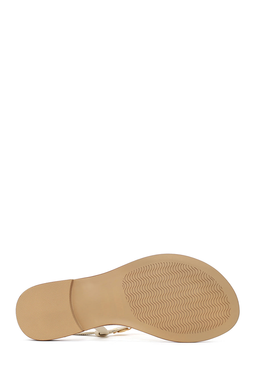 Women's White Ankle Buckle Flip-Flop Leather Sandals