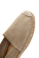 Women's Beige Suede Leather Espadrille | Derimod