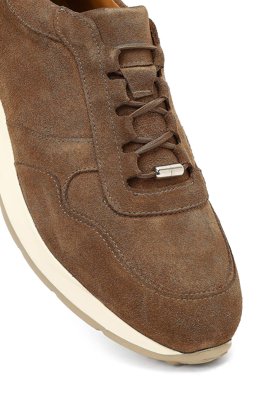 Men's Tan Lace-Up Suede Leather Sneaker