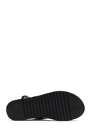 Women's Black Ankle Buckle Thick Soled Straw Sandals | Derimod