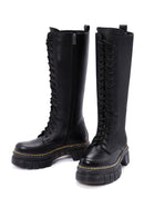 Women's Black Zippered Thick Soled Casual Leather Boots | Derimod