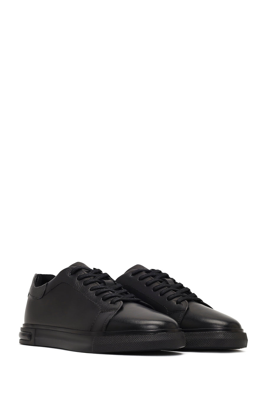 Men's Black Lace Up Leather Sneakers