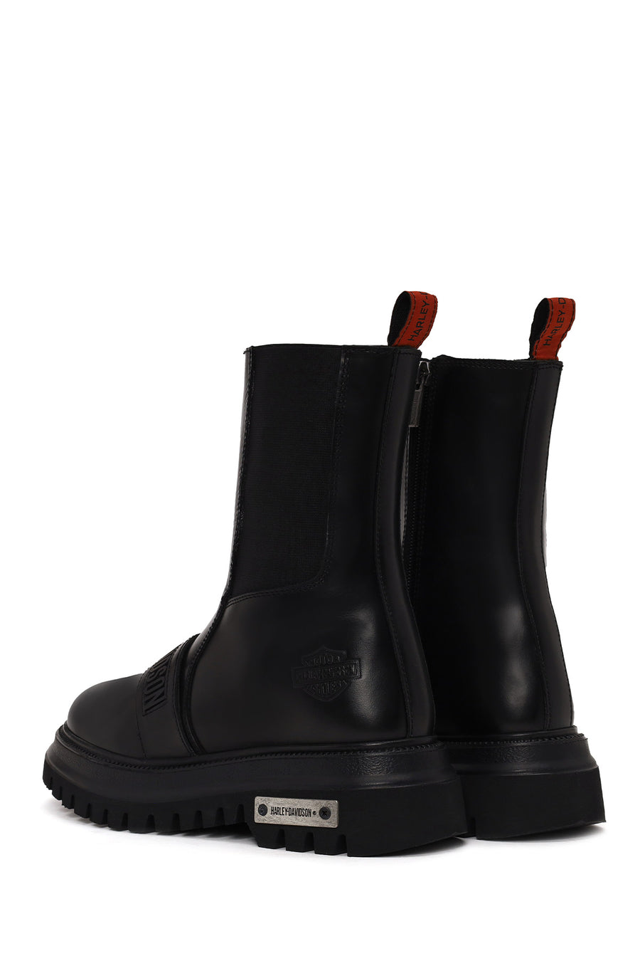 Harley Davidson Woman Black Glenn Zip Closure Thick-Soled Leather Boots