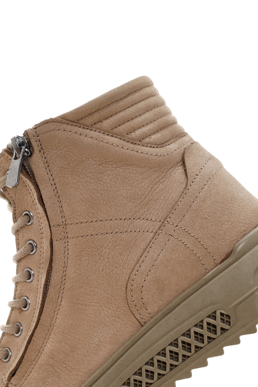 Men's Beige Double Zipper Nubuck Leather Casual Boots