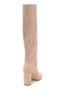 Women's Leather Crocodile Patterned Heeled Boots | Derimod
