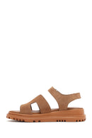 Women's Powder Strappy Thick Soled Suede Leather Comfort Sandals | Derimod