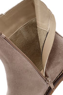 Woman Mink Suede Chunky Heel with Zipper Leather Boat | Derimod