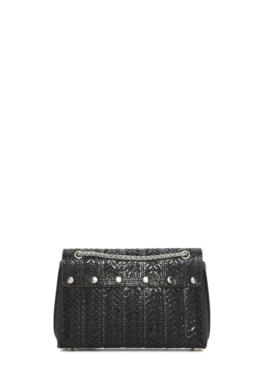Women's Black Chain Strap Embellished Mini Evening Bag