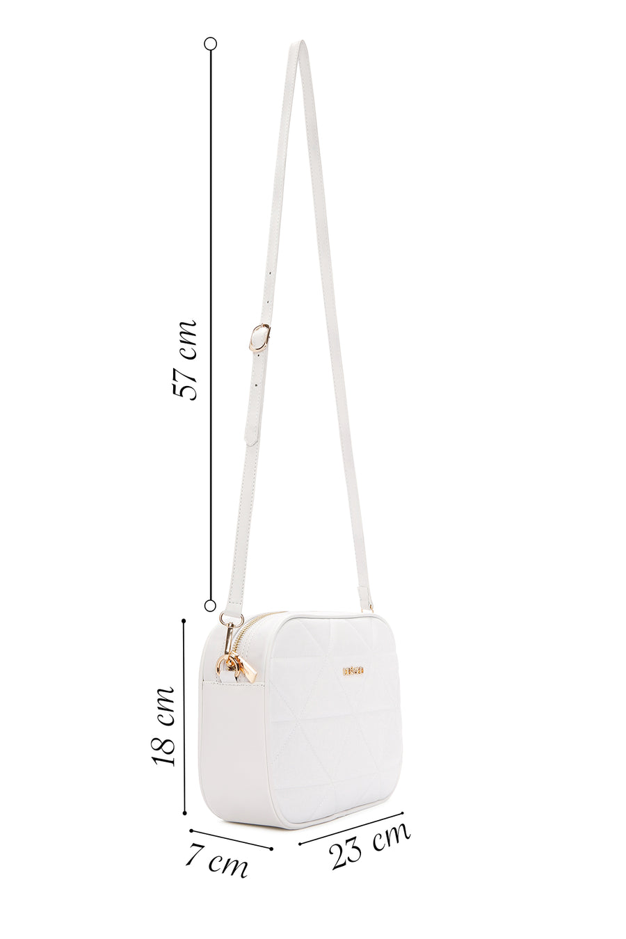 Women's White Long Strap Quilted Crossbody Bag