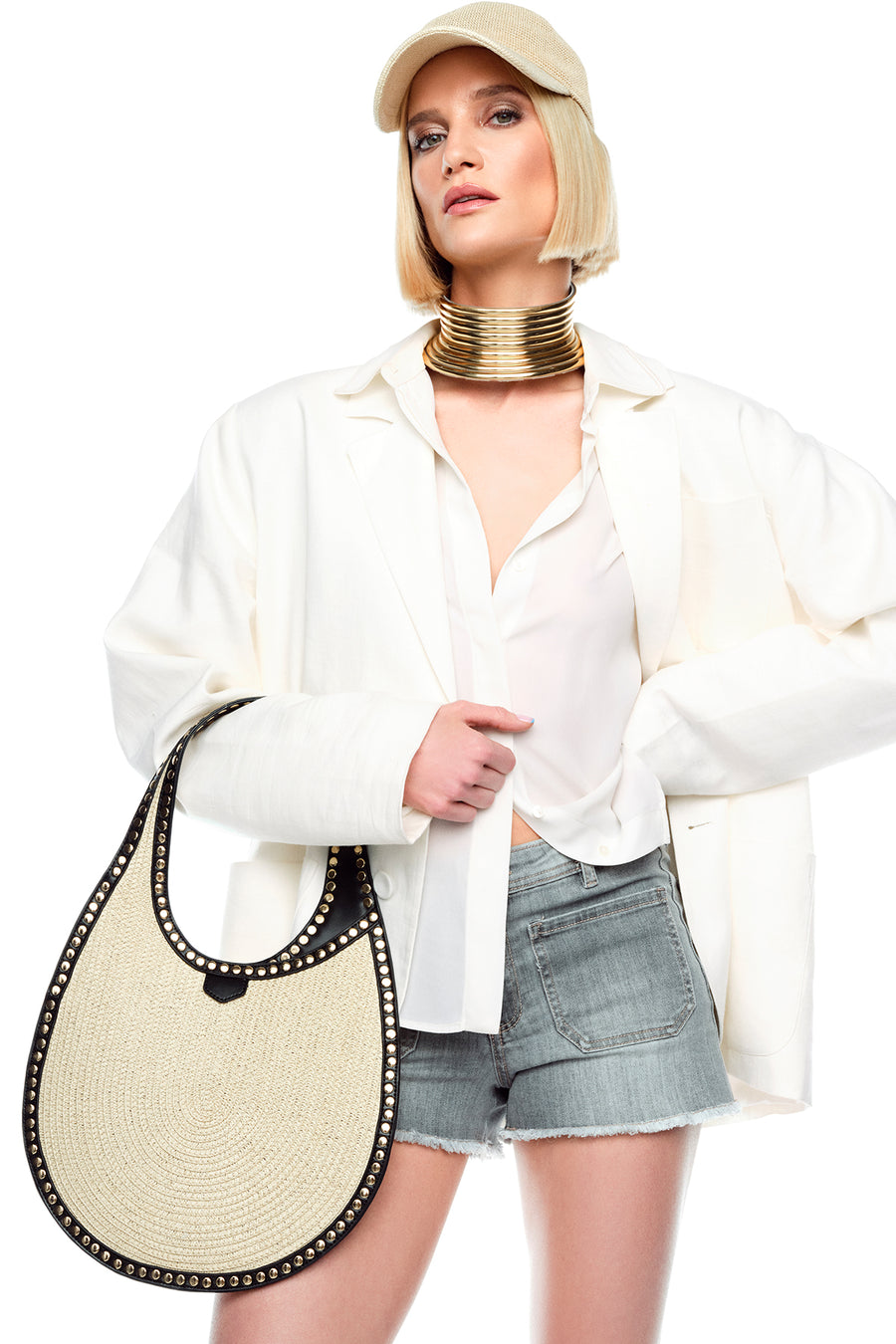 Women's Beige Straw Shoulder Bag 25SBD2772M7 | Derimod