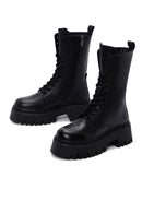 Women's Black Leather Thick Soled Boots | Derimod