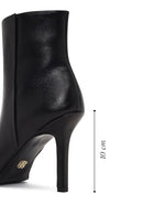 Women's Black Zippered High Thin Heel Leather Boot | Derimod