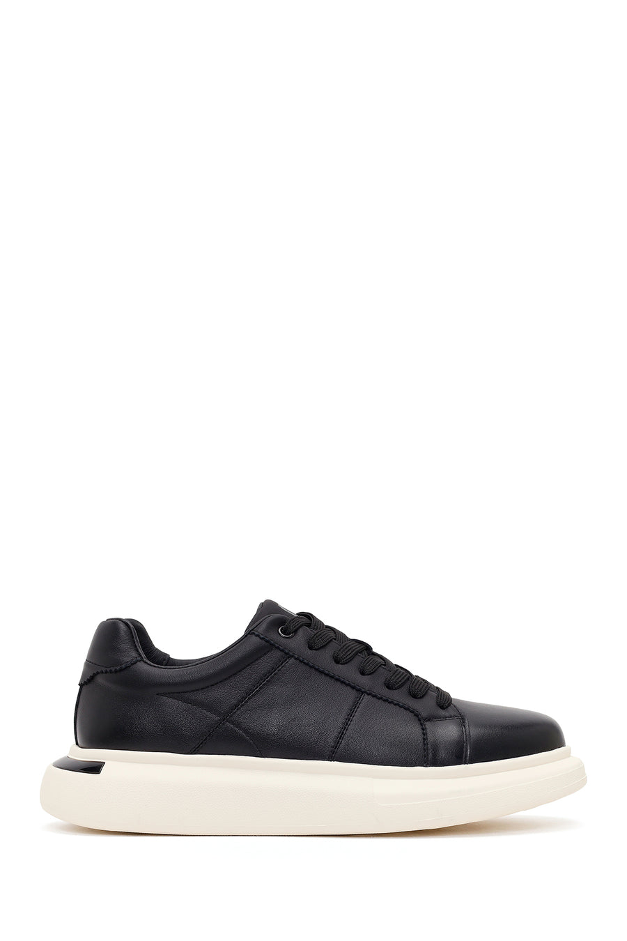 Erkek Siyah Bağcıklı Kalın Tabanlı Deri Sneaker 26SFD699018 | Derimod