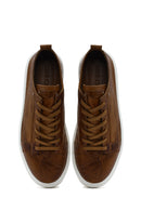 Men's Tan Lace-up Thick-Sole Leather Sneaker | Derimod